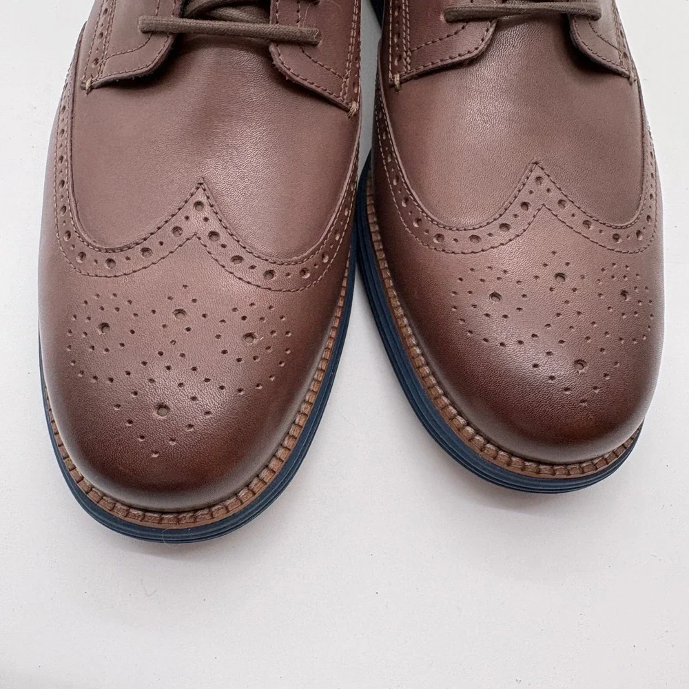 Cole Haan Original Grand Wingtip Oxford Brown Leather Navy Sole C39973 Mens 13M